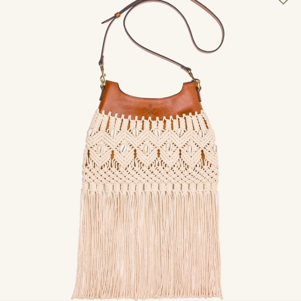 Festival ready!   Boho Patricia Nash leather and crochet fringe bag.